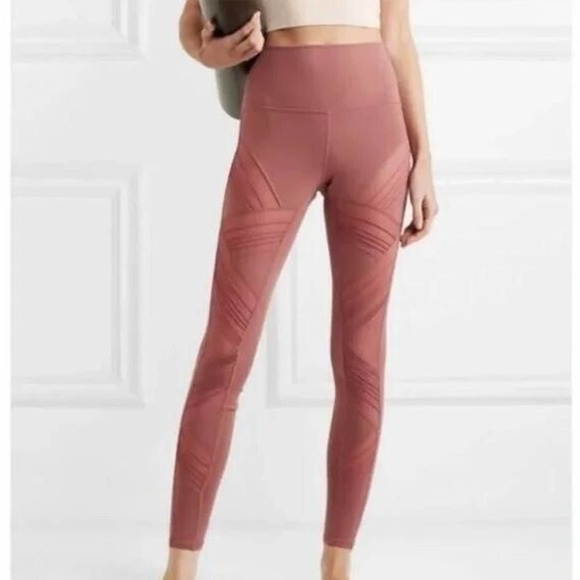 ALO Yoga Pants - Alo Womens Leggings Pants Pink Yoga Waistband Criss Cross Overlay Pull On M